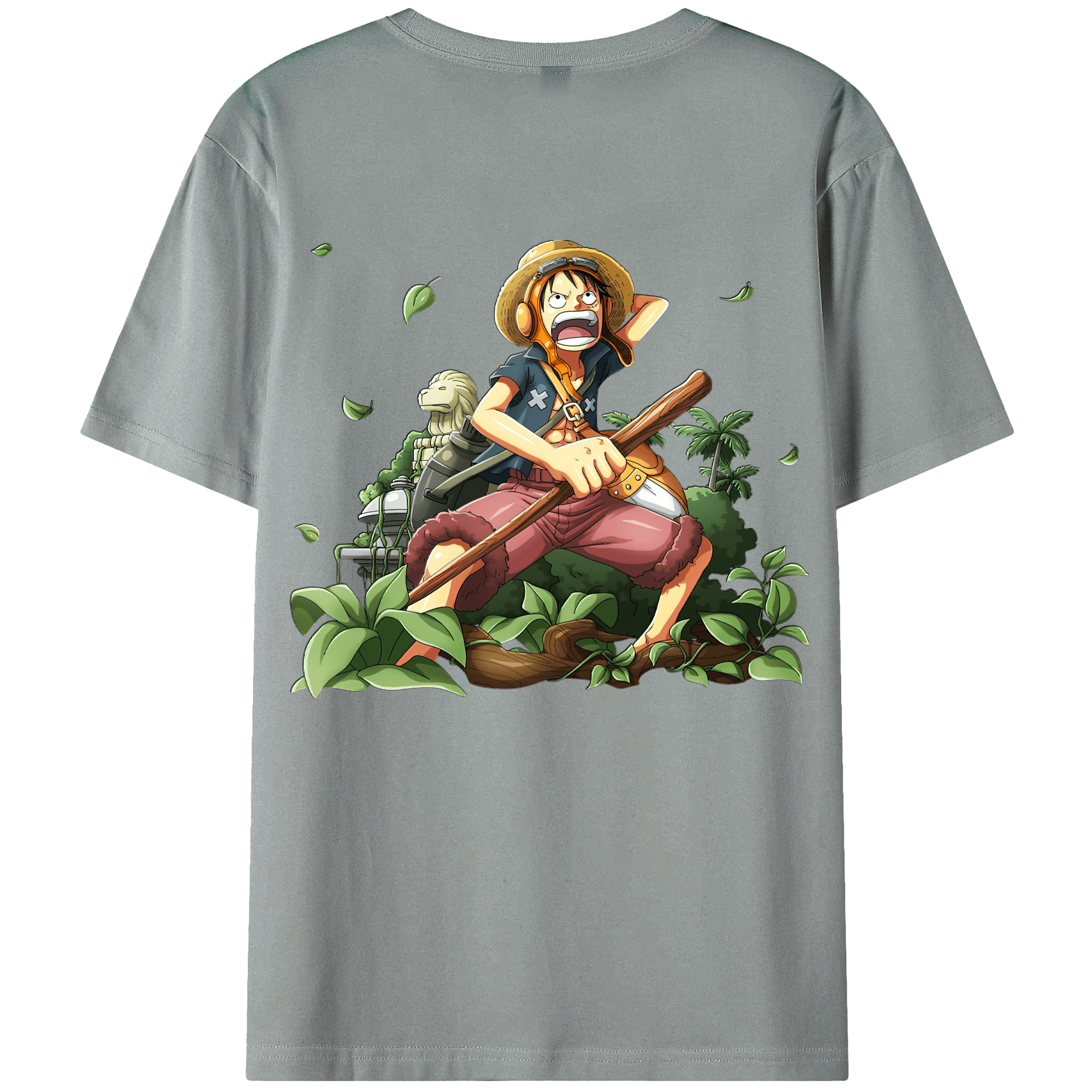 （画像用） ワンピース モンキー・D・ルフィ ONE PIECE Monkey D. Luffy 綿100％ メンズ半袖Tシャツ（バックプリント） 通気性